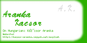 aranka kacsor business card